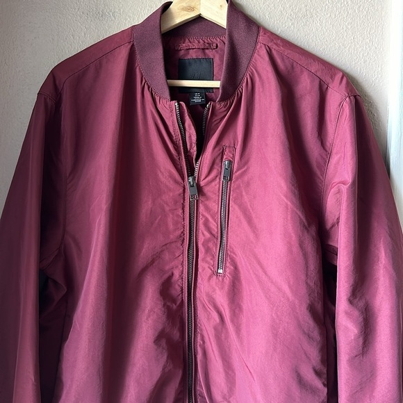 H&M Burgundy Long Sleeve Men’s Bomber Jacket - Picture 2 of 8